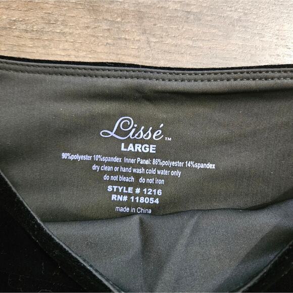 Lisse' Womens Leggings Black Velvet Pull On Skinny Leg High Rise Size Large - Picture 7 of 11